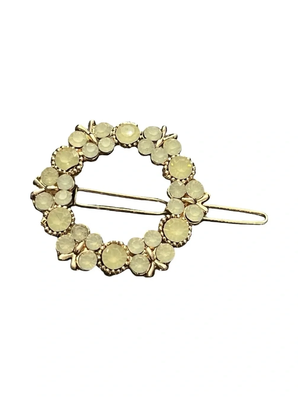 Elegant Gold and Cream Crystal Butterflies Floral Hair Clip 2.0”FINAL PRICE DROP